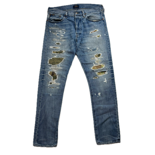 Polo Ralph Lauren Sullivan Slim Jeans Camo Patchwork Distressed - 32x32
