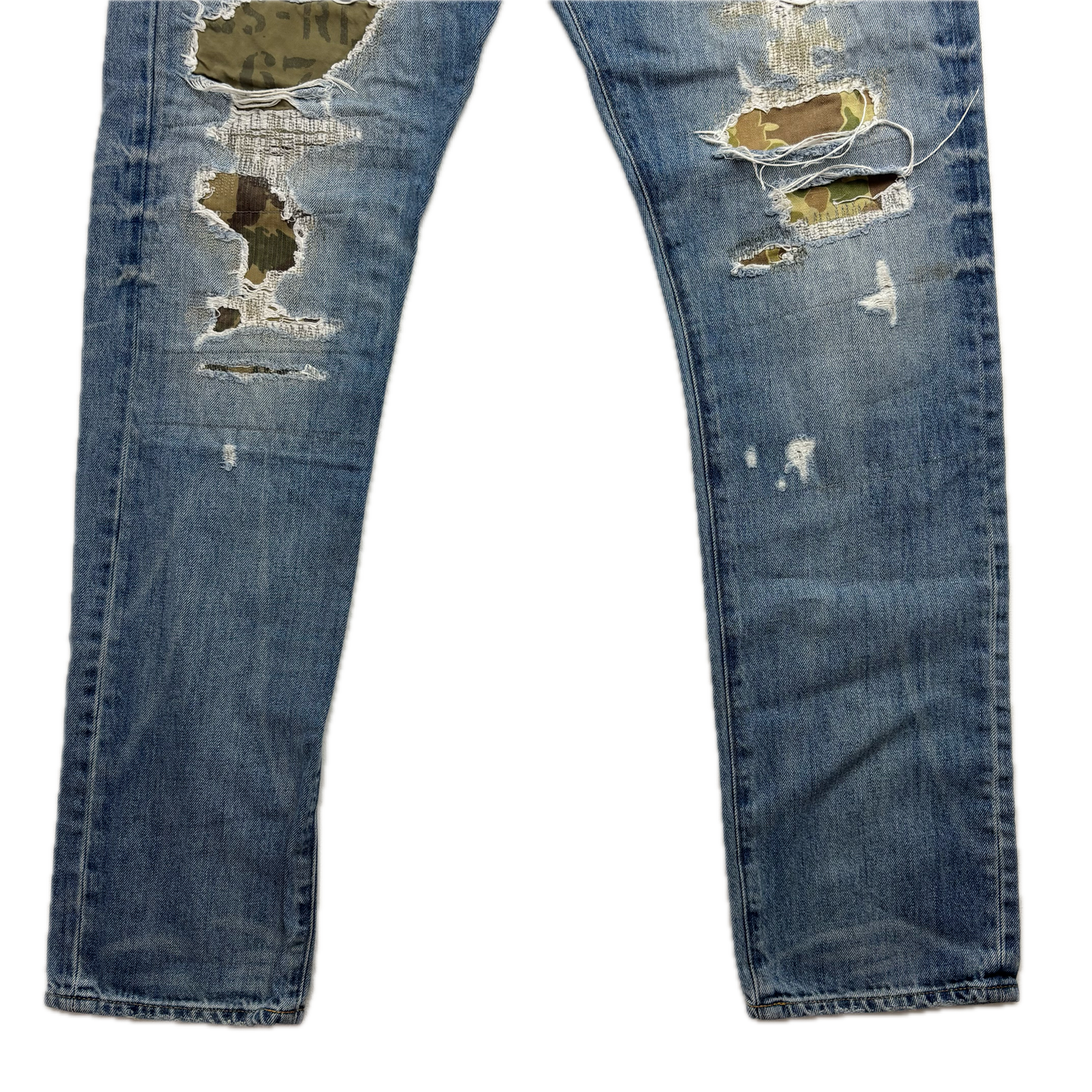 Polo Ralph Lauren Sullivan Slim Jeans Camo Patchwork Distressed - 32x32