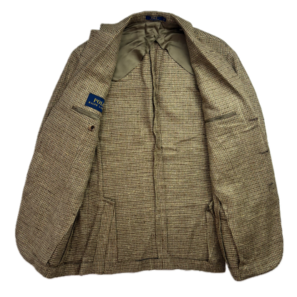 Polo Ralph Lauren Green Brown Donegal Tweed Blazer (Silk Hemp) - 38S