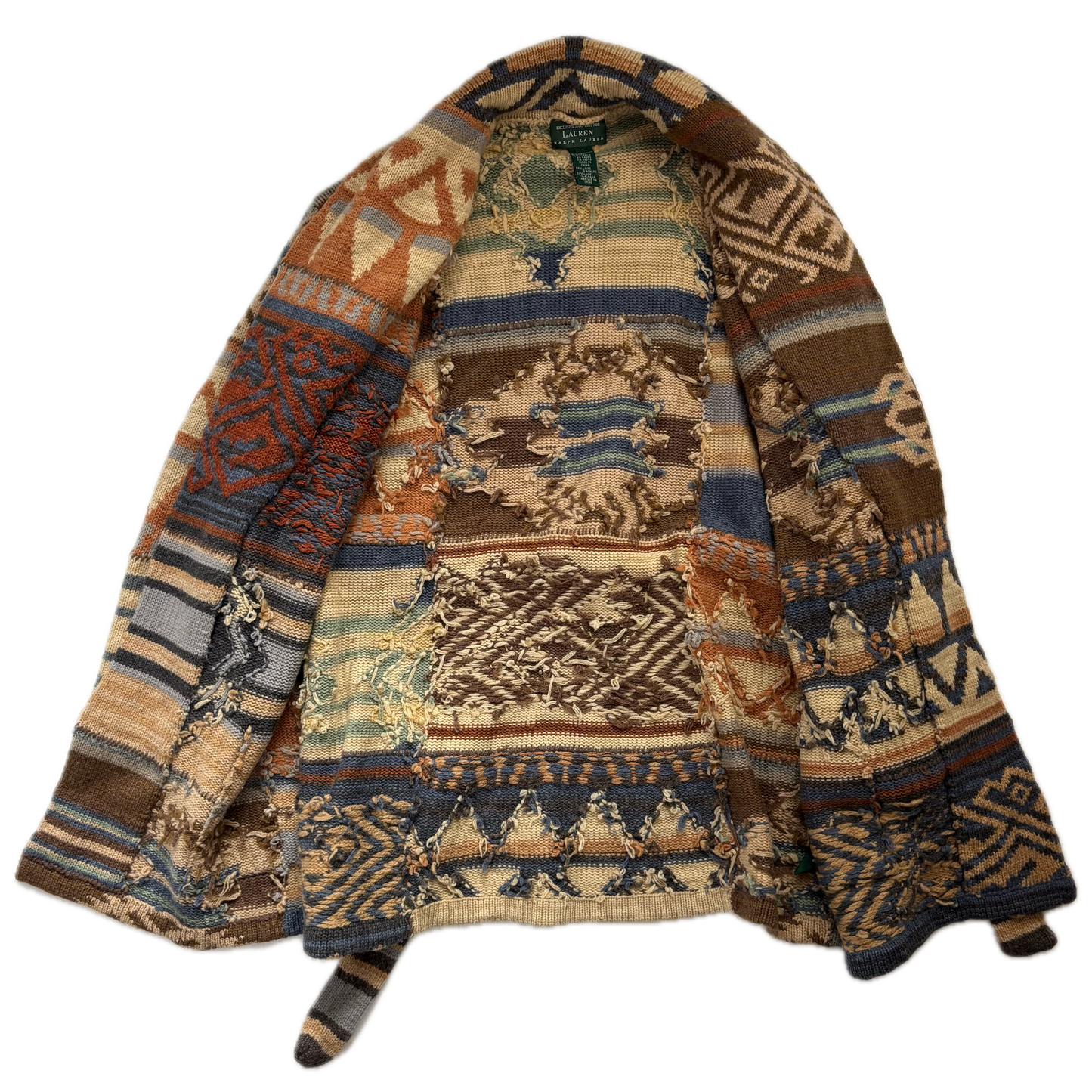 Lauren Aztec Hand Knit Belted Cardigan (Wool) - M