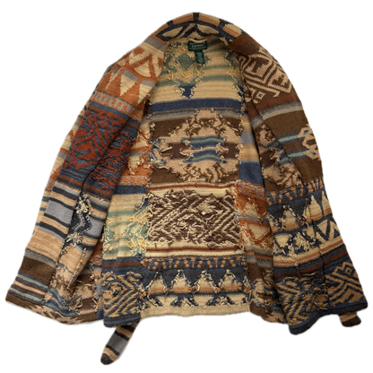 Lauren Aztec Hand Knit Belted Cardigan (Wool) - M