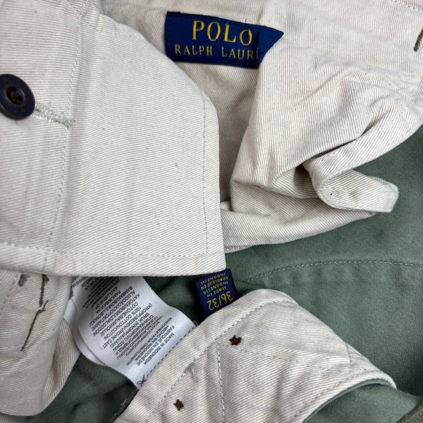 Polo Ralph Lauren Military Patchwork Collegiate Green Tapered Cargo Trouser Utility Pants - 36x32
