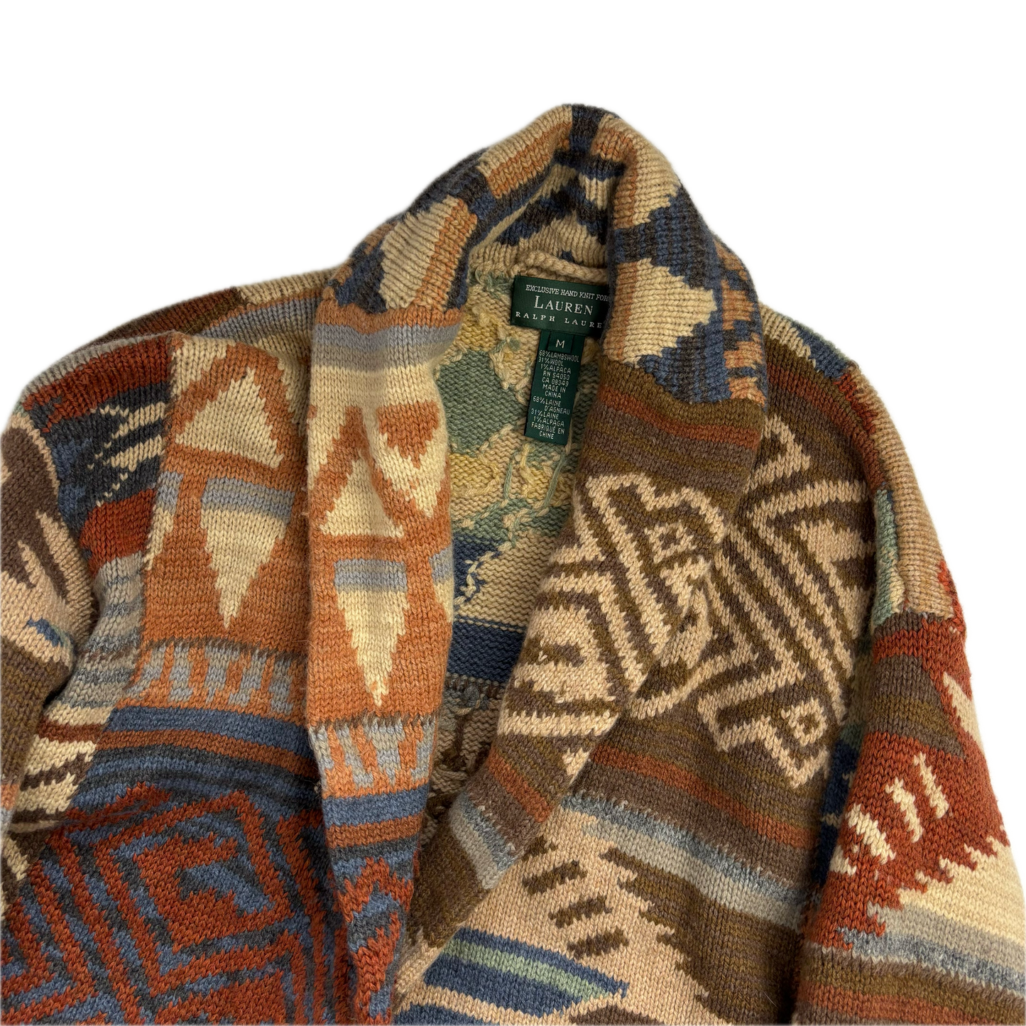 Lauren Aztec Hand Knit Belted Cardigan (Wool) - M
