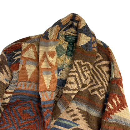 Lauren Aztec Hand Knit Belted Cardigan (Wool) - M