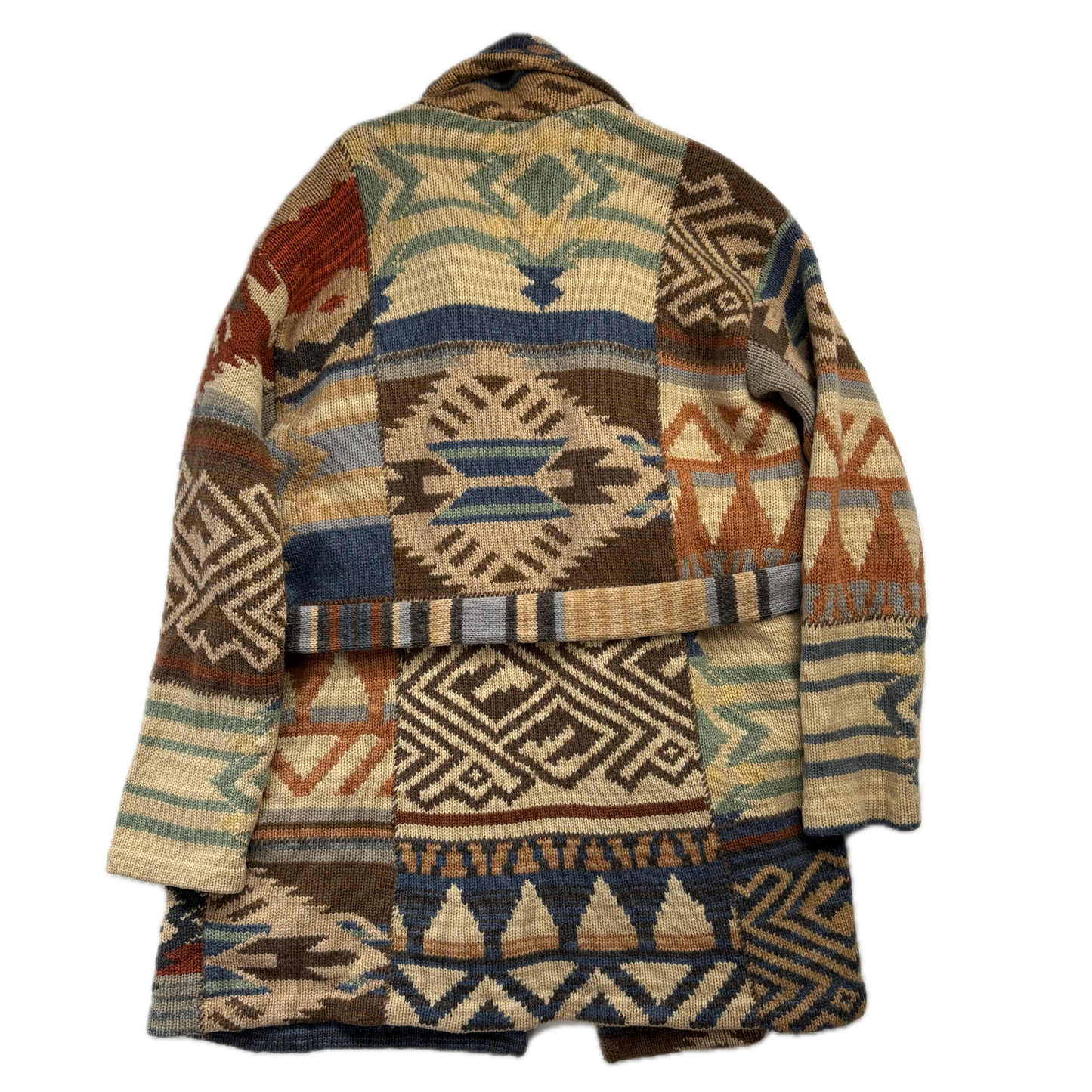 Lauren Aztec Hand Knit Belted Cardigan (Wool) - M