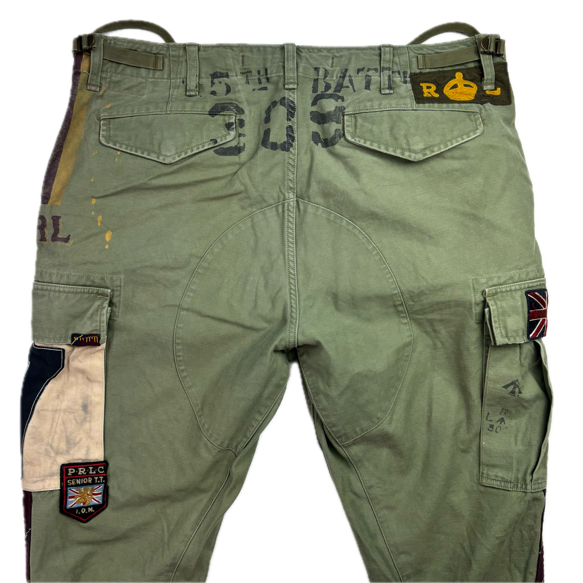 Polo Ralph Lauren Military Patchwork Collegiate Green Tapered Cargo Trouser Utility Pants - 36x32