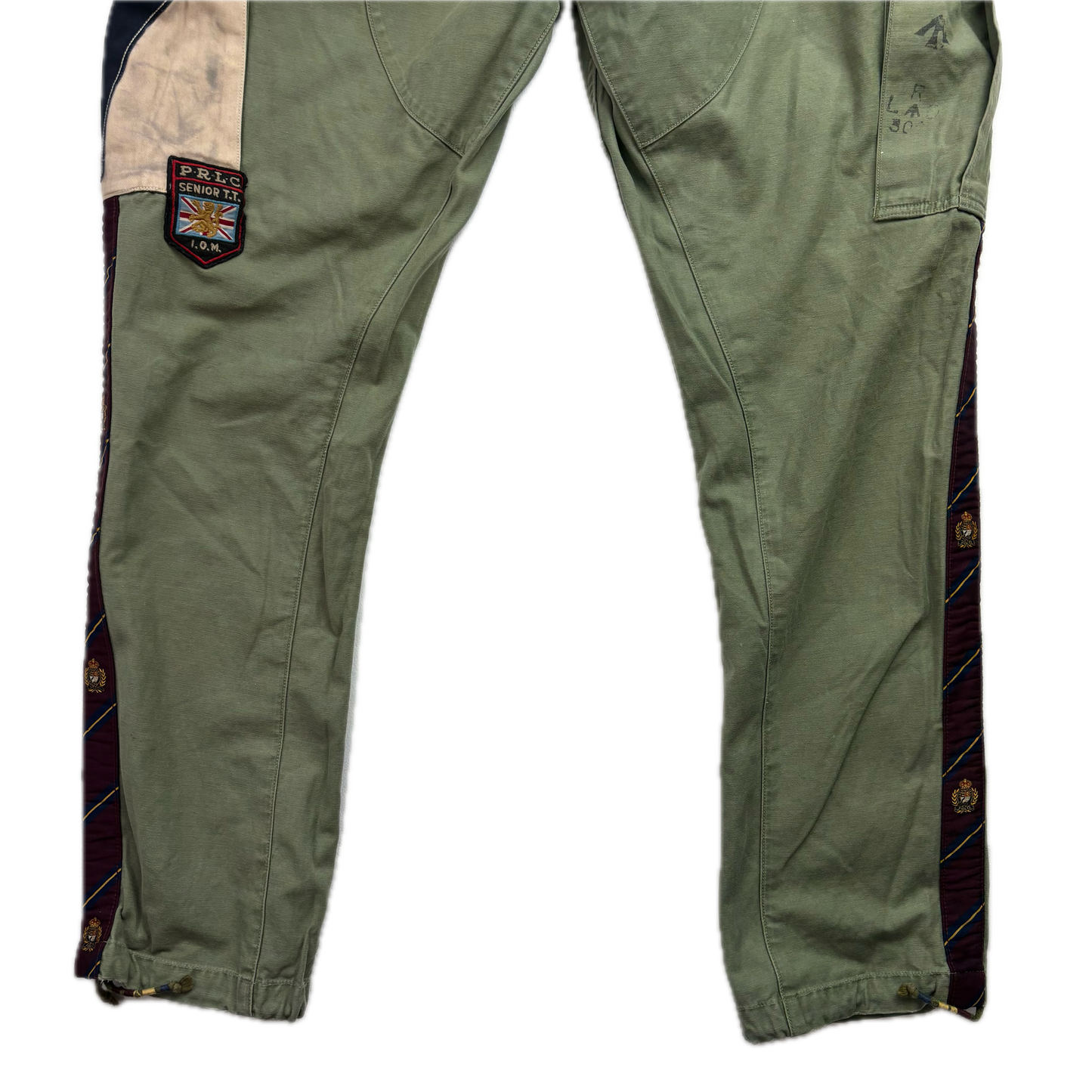 Polo Ralph Lauren Military Patchwork Collegiate Green Tapered Cargo Trouser Utility Pants - 36x32