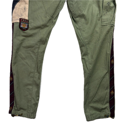 Polo Ralph Lauren Military Patchwork Collegiate Green Tapered Cargo Trouser Utility Pants - 36x32