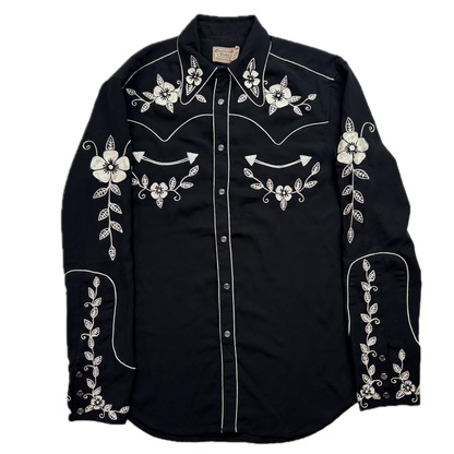 Polo Ralph Lauren Black Embroidered Pearl Snap Western Relaxed Fit Shirt - 8