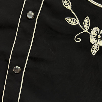 Polo Ralph Lauren Black Embroidered Pearl Snap Western Relaxed Fit Shirt - 8