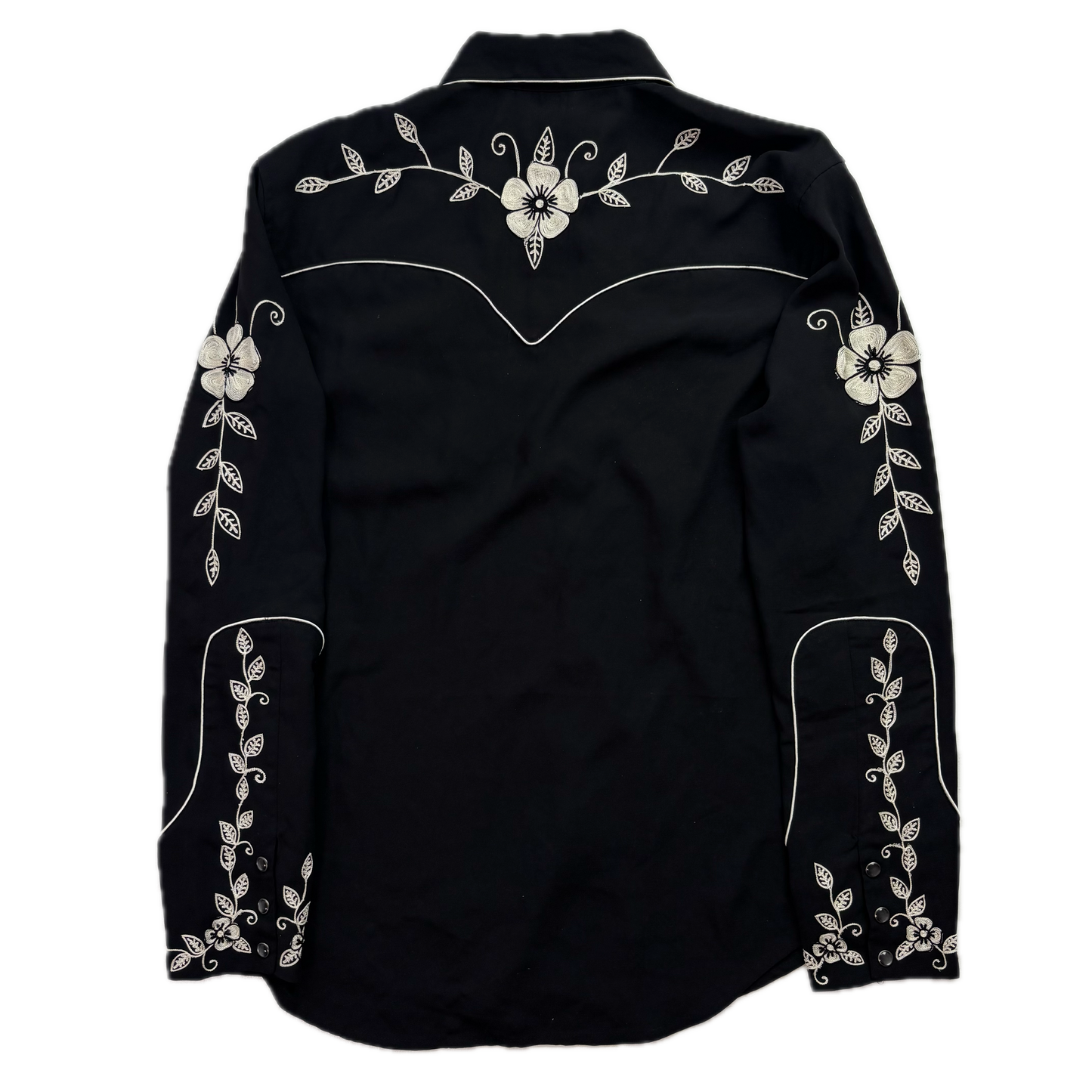 Polo Ralph Lauren Black Embroidered Pearl Snap Western Relaxed Fit Shirt - 8