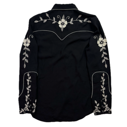 Polo Ralph Lauren Black Embroidered Pearl Snap Western Relaxed Fit Shirt - 8