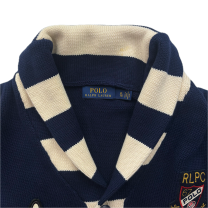 Polo Ralph Lauren Letterman Patch Cardigan Navy Striped - XL