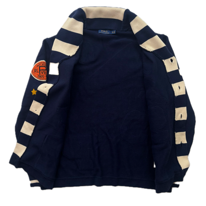 Polo Ralph Lauren Letterman Patch Cardigan Navy Striped - XL