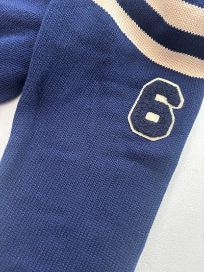 Polo Ralph Lauren Letterman Patch Cardigan Navy Striped - XL