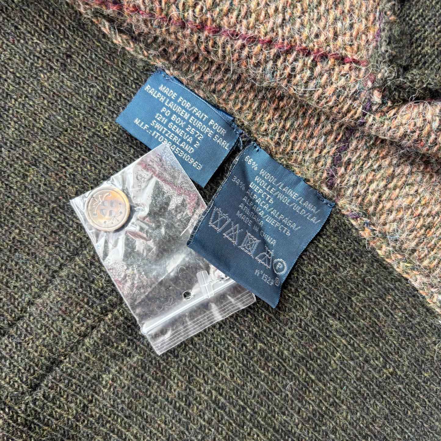 Polo Ralph Lauren Brown Green Tweed Windowpane Waistcoat (Wool Alpaca) - XL