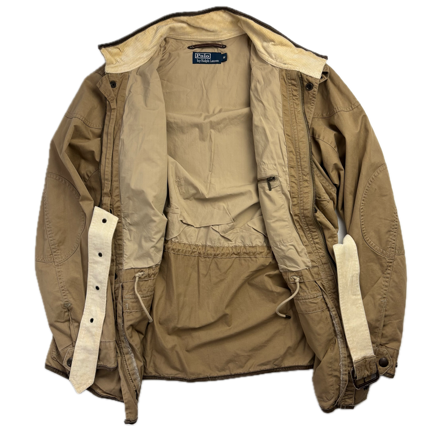 Polo Ralph Lauren Belted Beige Safari Jacket Leather Details - M