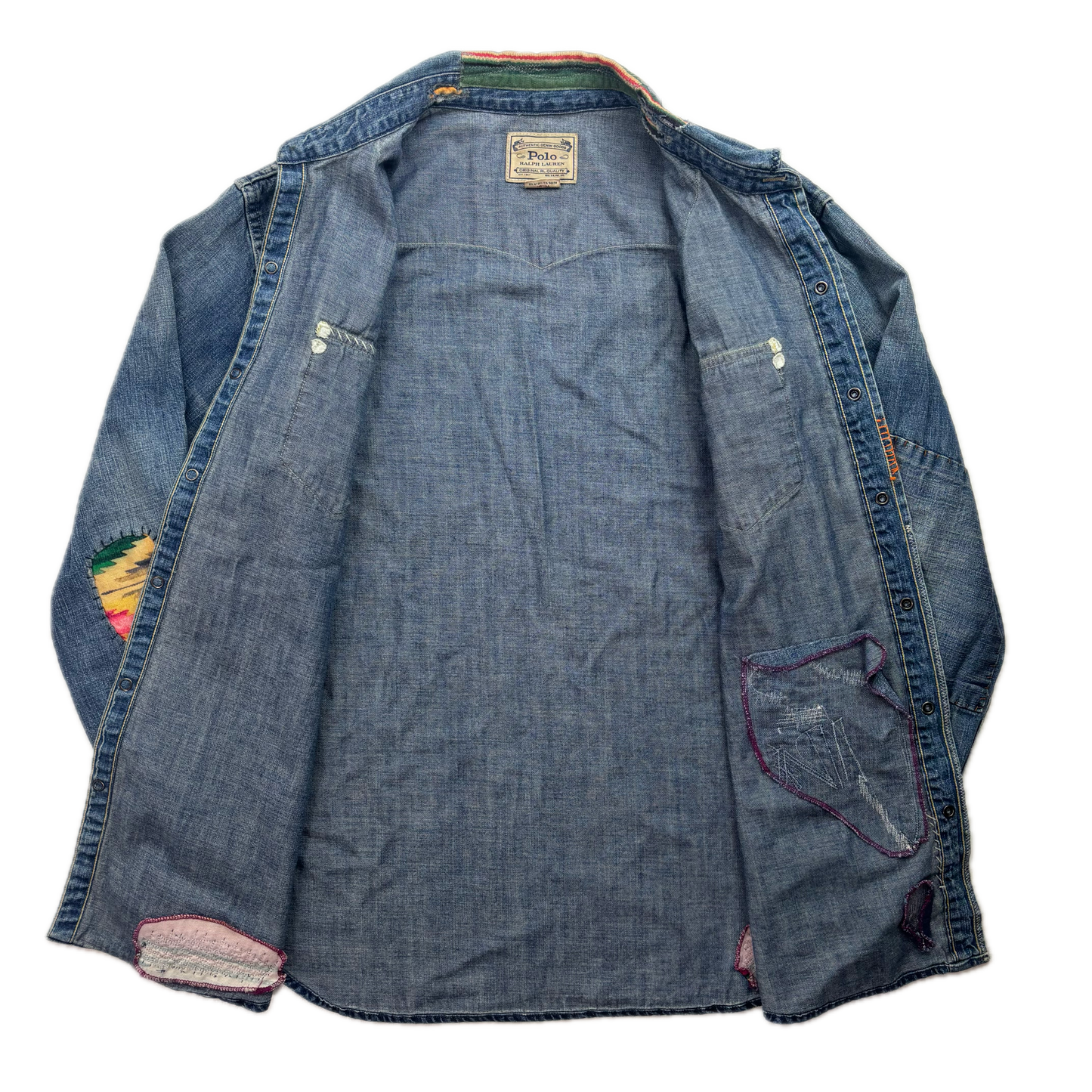 Polo Ralph Lauren Western Distressed Patchwork Denim Shirt - XL