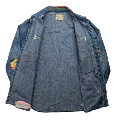 Polo Ralph Lauren Western Distressed Patchwork Denim Shirt - XL