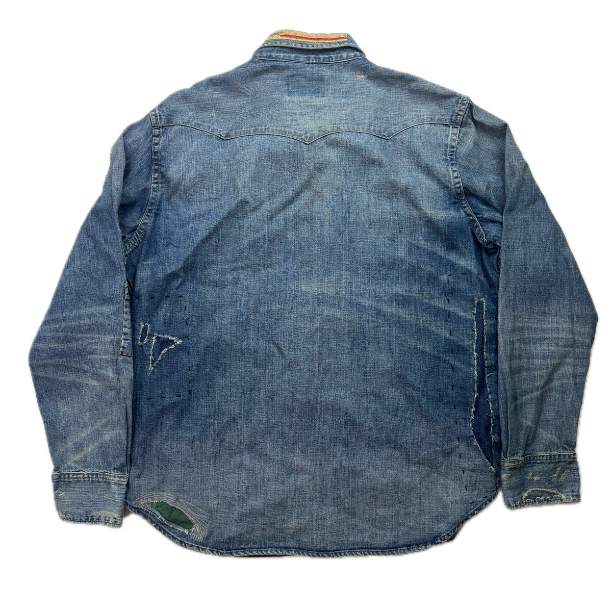 Polo Ralph Lauren Western Distressed Patchwork Denim Shirt - XL