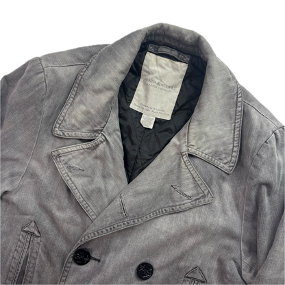 Denim & Supply Grey Denim Pea Coat Double Breast Jacket - XL