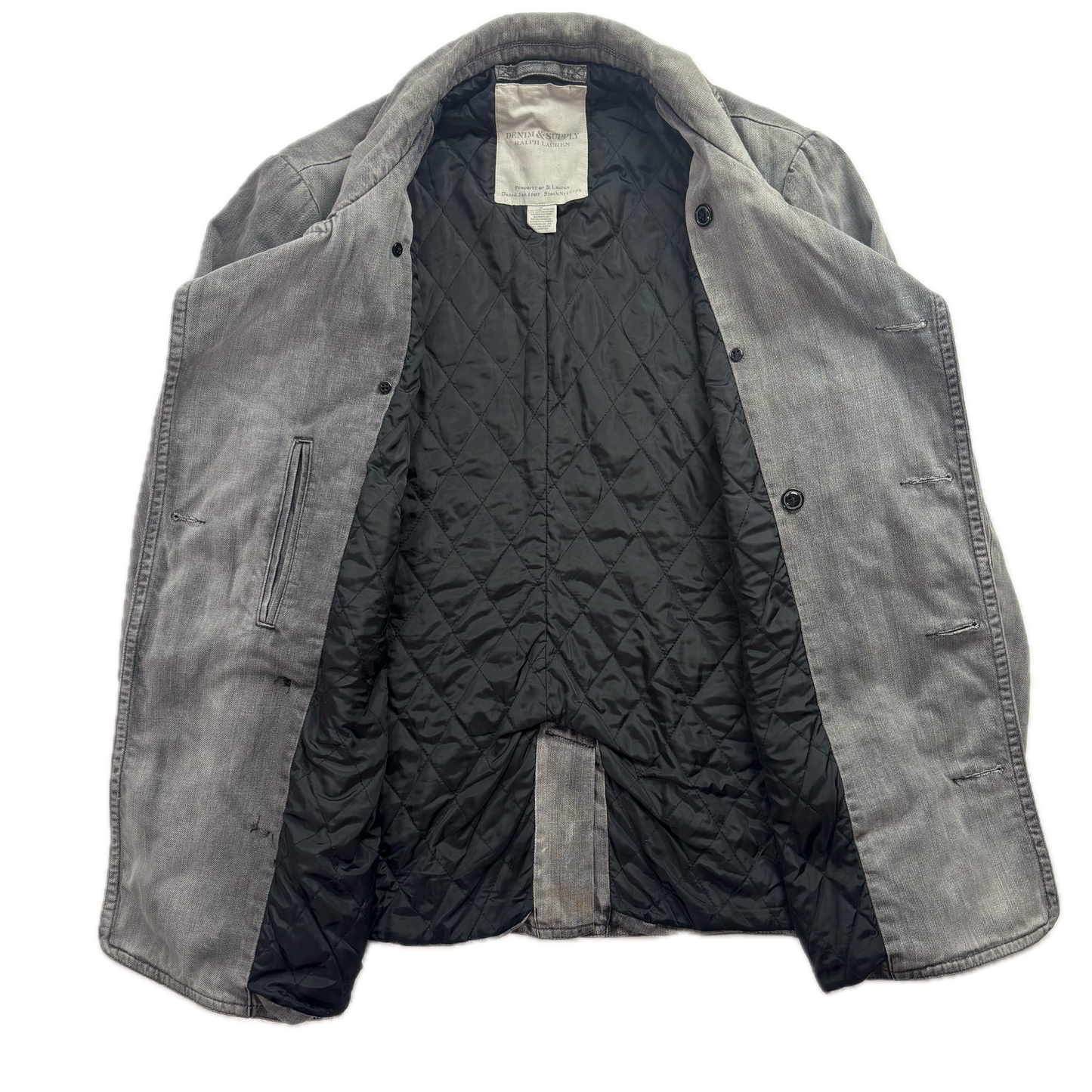 Denim & Supply Grey Denim Pea Coat Double Breast Jacket - XL