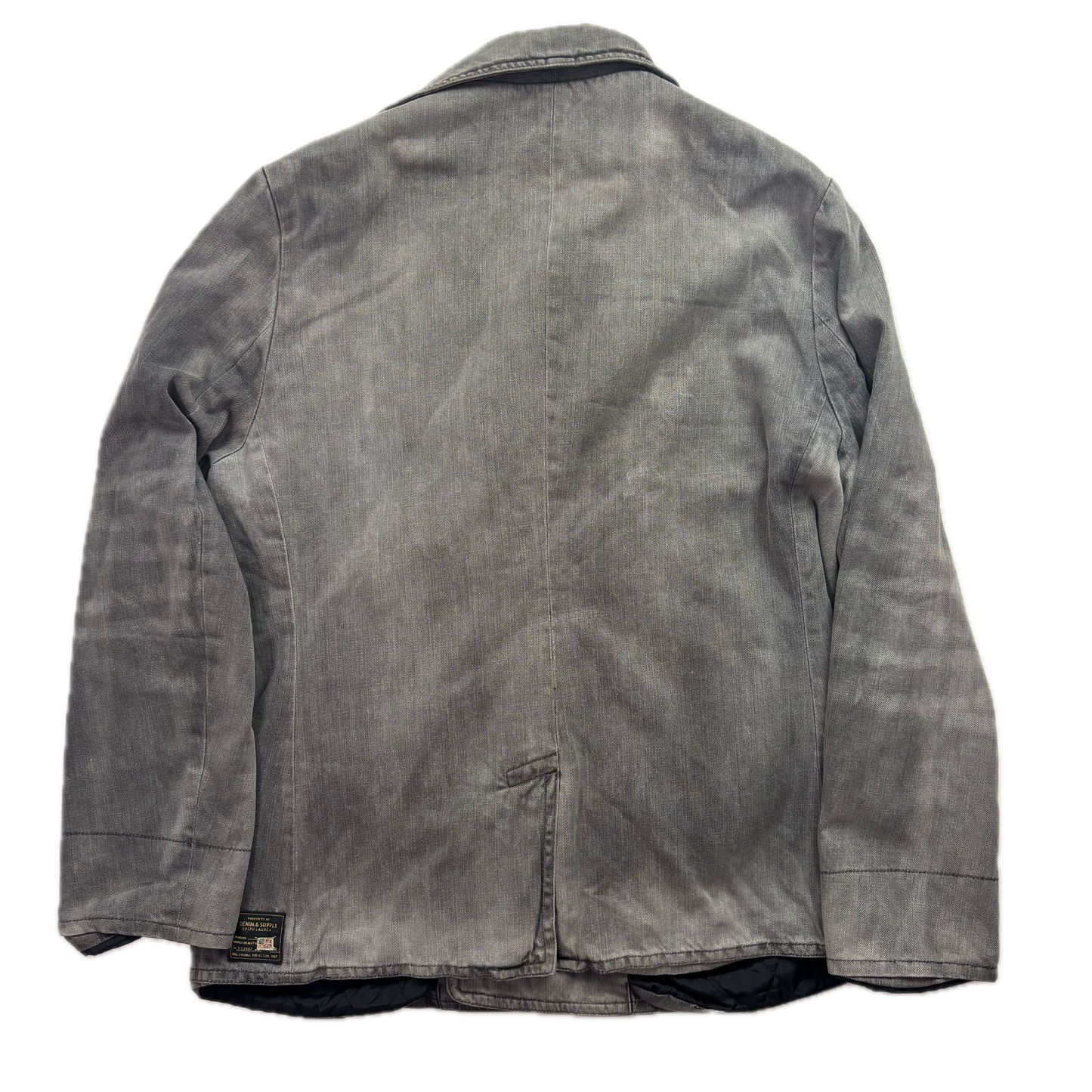 Denim & Supply Grey Denim Pea Coat Double Breast Jacket - XL
