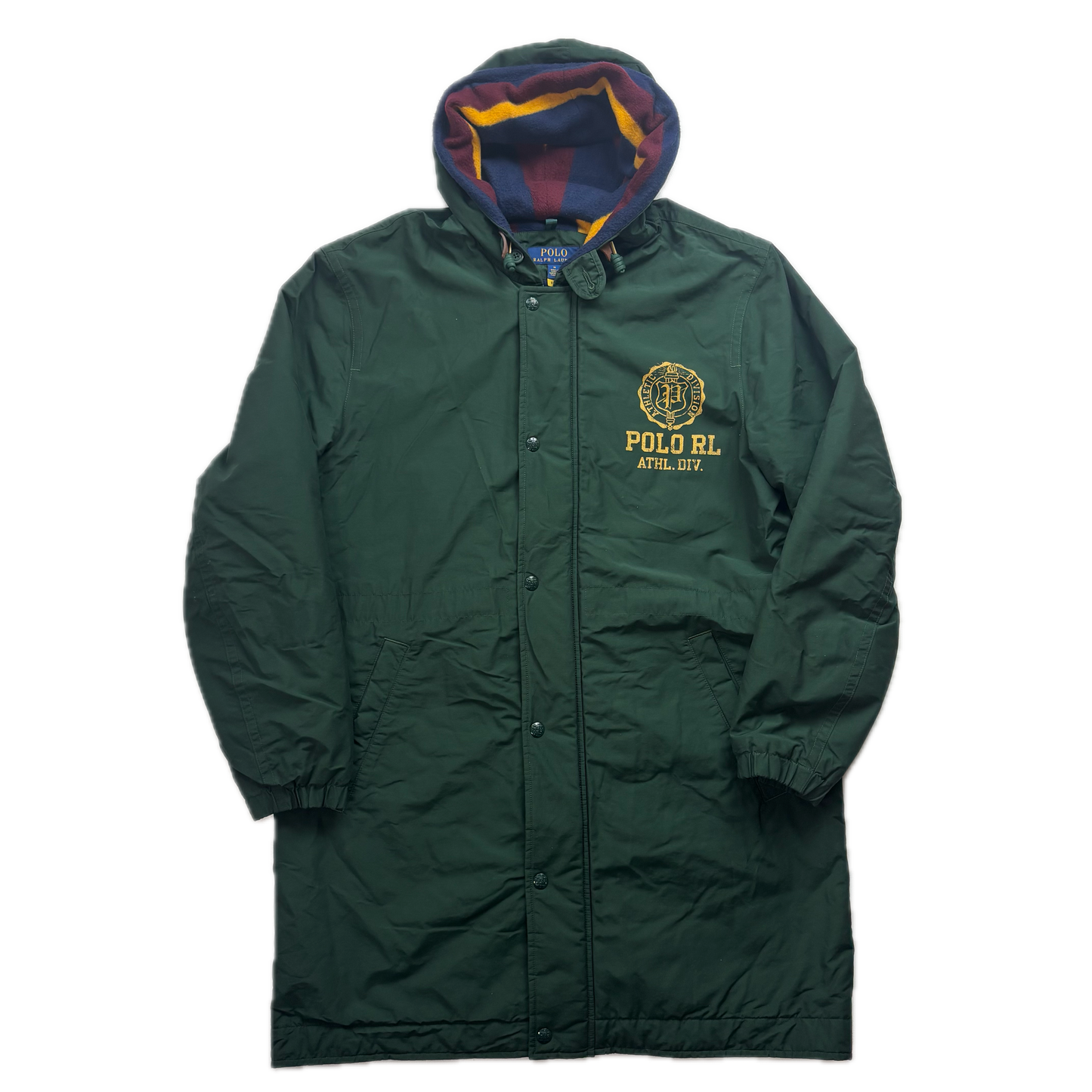 Polo Ralph Lauren Green Athletic Division Parka Jacket Hooded Lined - M