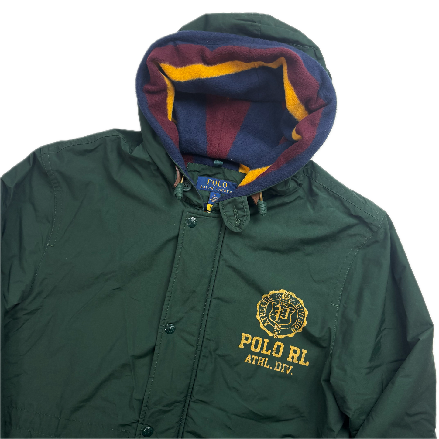 Polo Ralph Lauren Green Athletic Division Parka Jacket Hooded Lined - M
