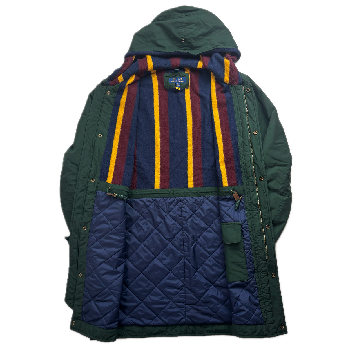 Polo Ralph Lauren Green Athletic Division Parka Jacket Hooded Lined - M