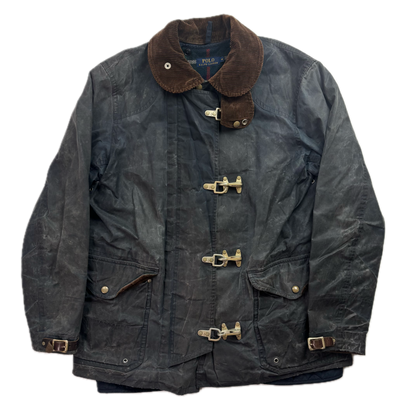 Polo Ralph Lauren 2 in 1 Navy Waxed Cotton Fireman Jacket with Wool Liner - M