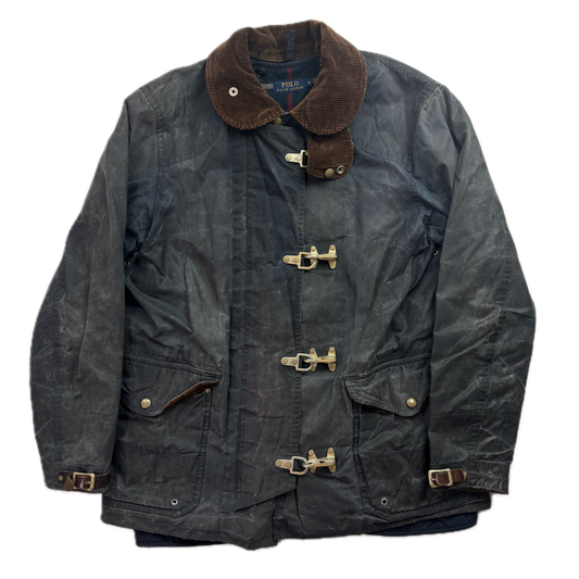 Polo Ralph Lauren 2 in 1 Navy Waxed Cotton Fireman Jacket with Wool Liner - M