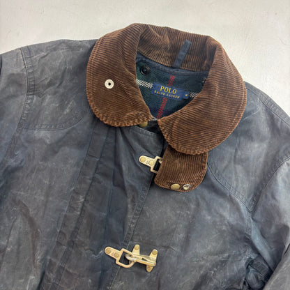 Polo Ralph Lauren 2 in 1 Navy Waxed Cotton Fireman Jacket with Wool Liner - M