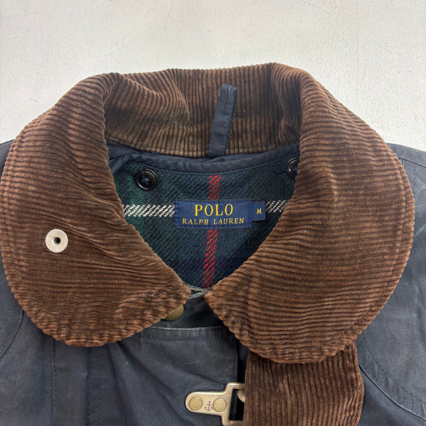Polo Ralph Lauren 2 in 1 Navy Waxed Cotton Fireman Jacket with Wool Liner - M