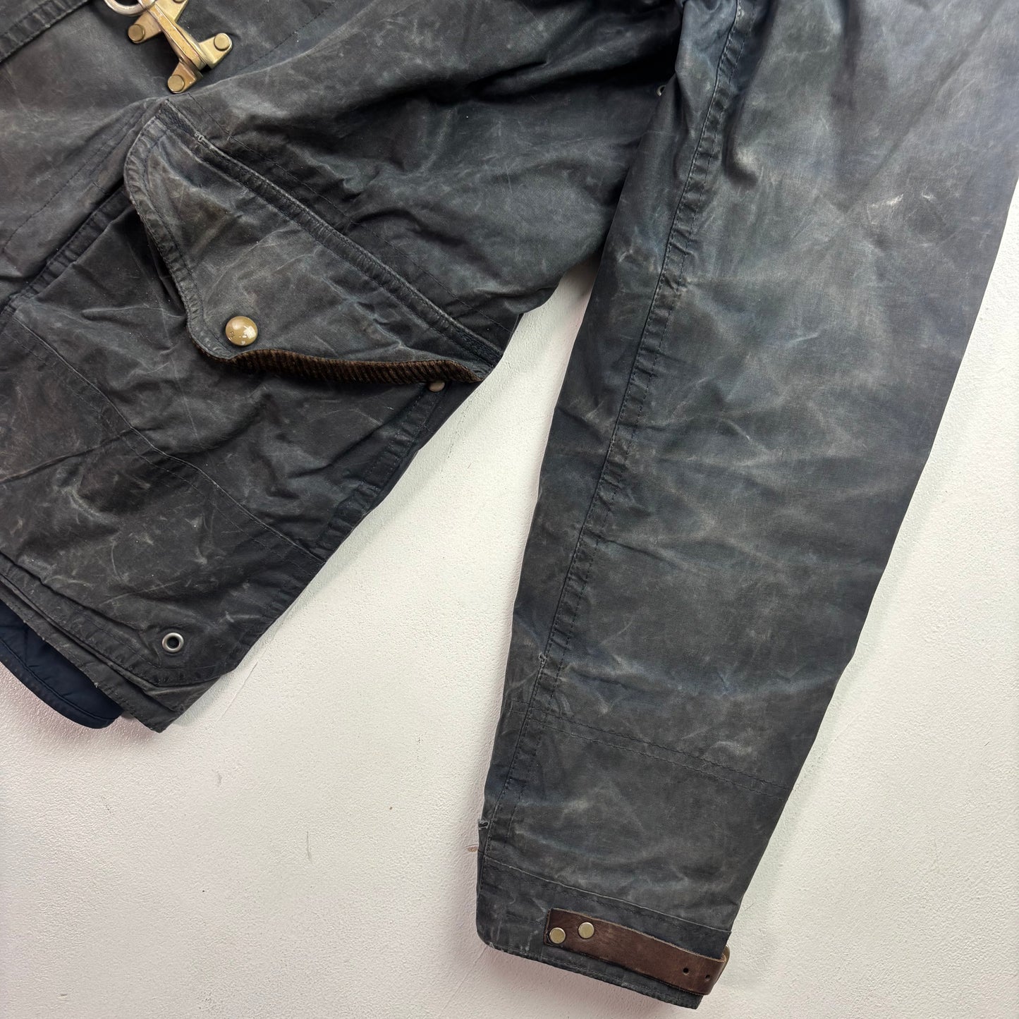 Polo Ralph Lauren 2 in 1 Navy Waxed Cotton Fireman Jacket with Wool Liner - M
