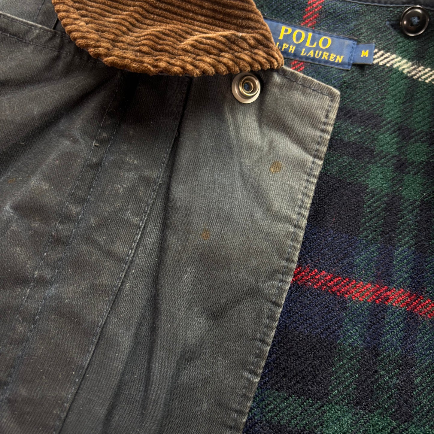 Polo Ralph Lauren 2 in 1 Navy Waxed Cotton Fireman Jacket with Wool Liner - M