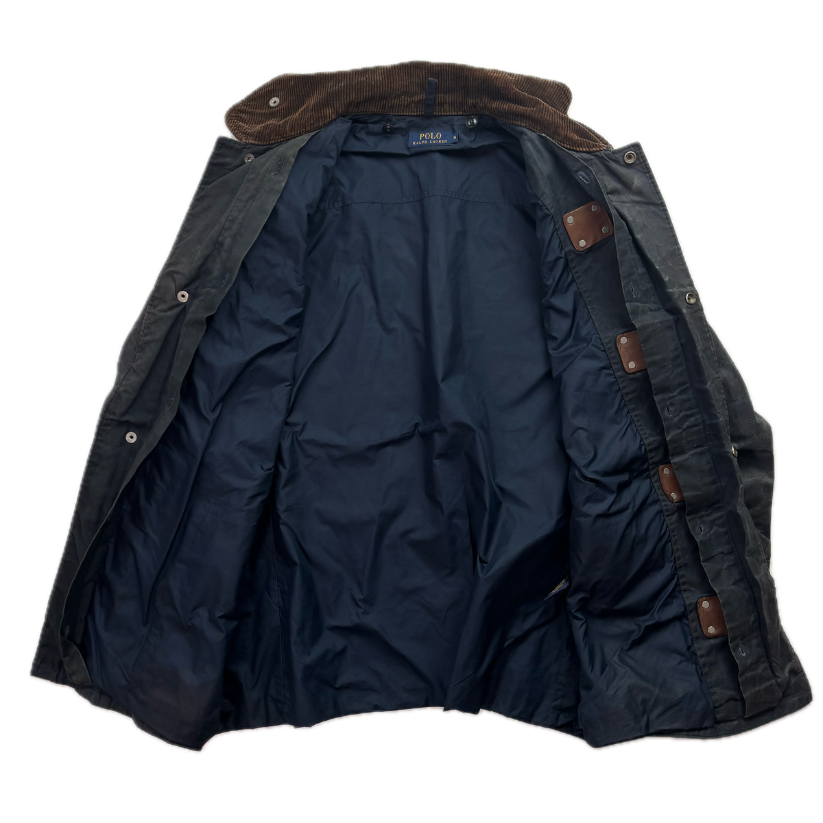 Polo Ralph Lauren 2 in 1 Navy Waxed Cotton Fireman Jacket with Wool Liner - M