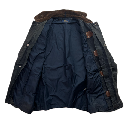 Polo Ralph Lauren 2 in 1 Navy Waxed Cotton Fireman Jacket with Wool Liner - M