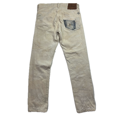 Denim & Supply Ralph Lauren Cream Patchwork Distressed Slim Jeans - 30x34