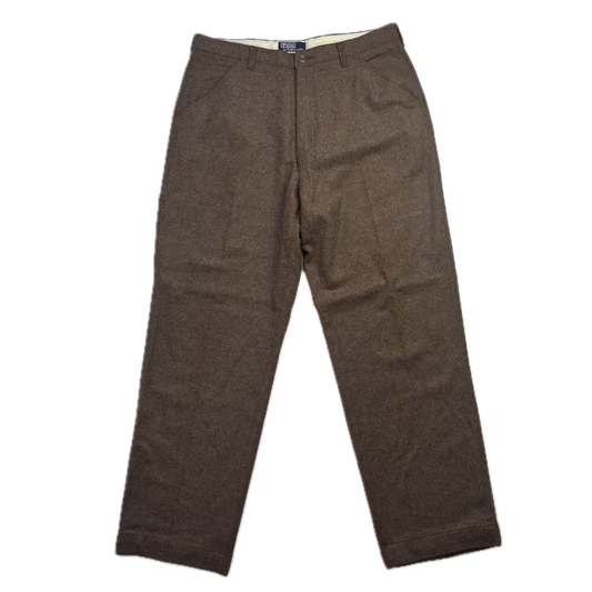 Polo Ralph Lauren Brown Tweed Utility Carpenter Pants Trousers USA (Wool Nylon) - 36x32