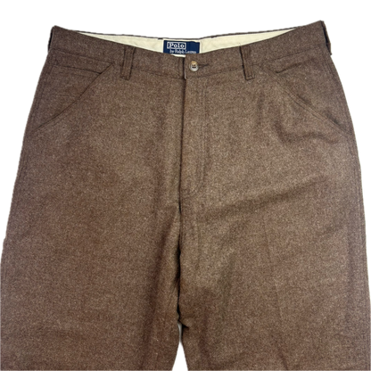 Polo Ralph Lauren Brown Tweed Utility Carpenter Pants Trousers USA (Wool Nylon) - 36x32