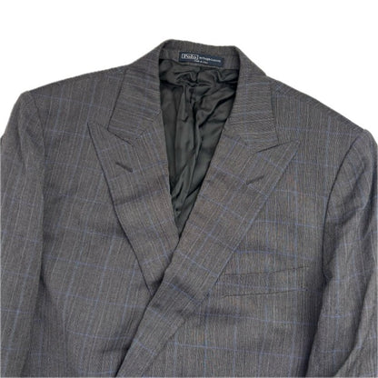 Polo Ralph Lauren Grey Double Breast Windowpane Blazer Sports Coat - 40 / 38