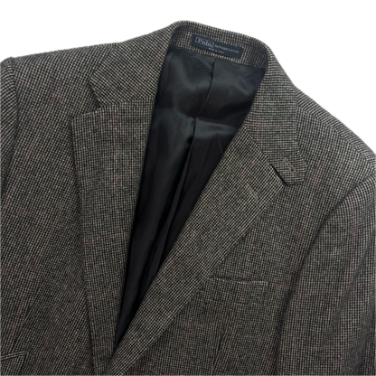 Polo Ralph Lauren Grey Tweed Hacking Bradford Blazer Windowpane (Cashmere) - 42R