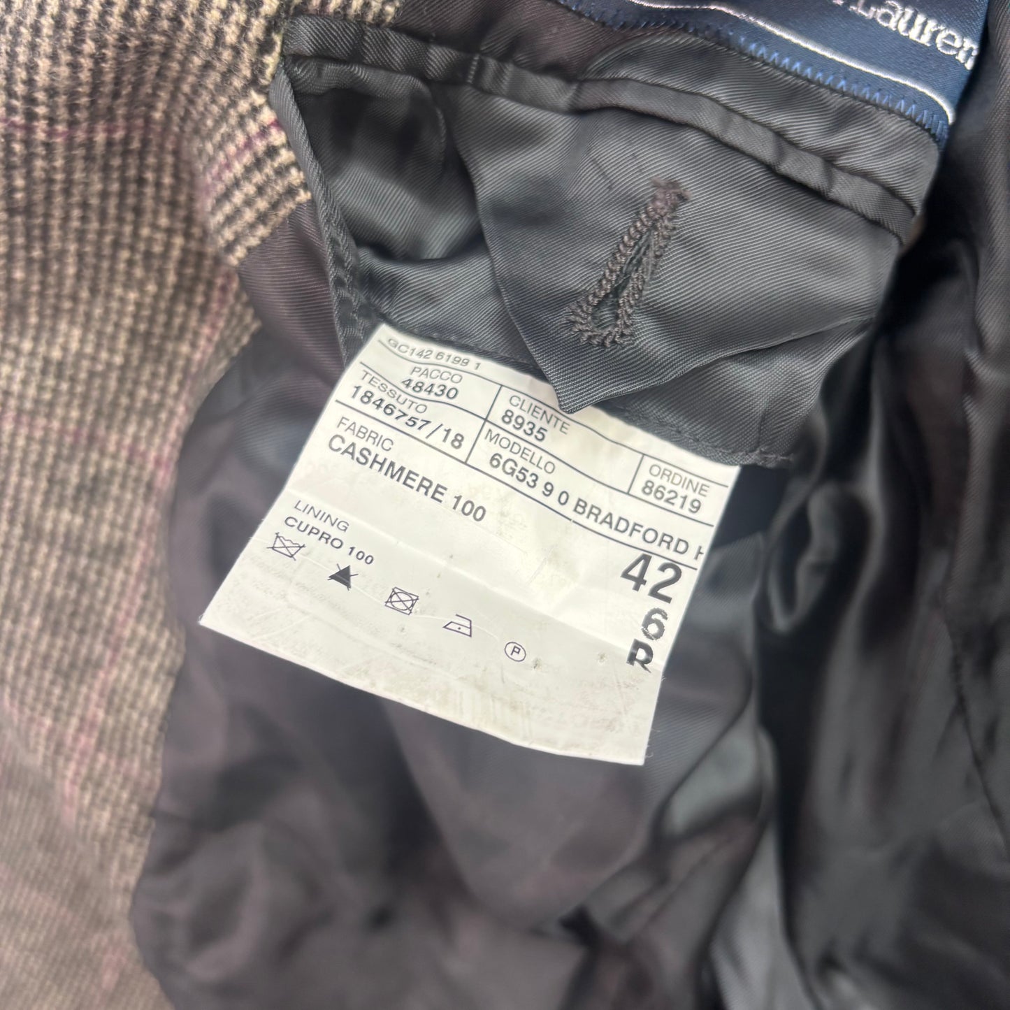 Polo Ralph Lauren Grey Tweed Hacking Bradford Blazer Windowpane (Cashmere) - 42R