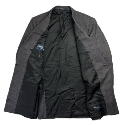 Polo Ralph Lauren Grey Double Breast Windowpane Blazer Sports Coat - 40 / 38