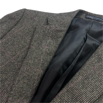 Polo Ralph Lauren Grey Tweed Hacking Bradford Blazer Windowpane (Cashmere) - 42R