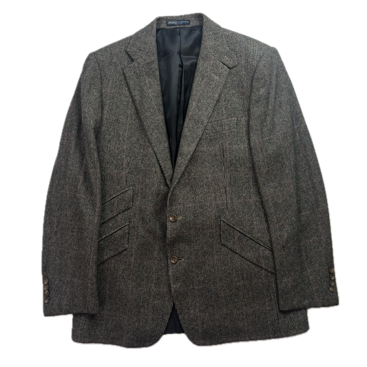 Polo Ralph Lauren Grey Tweed Hacking Bradford Blazer Windowpane (Cashmere) - 42R
