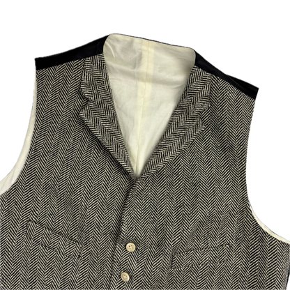 Polo Ralph Lauren Grey Herringbone Lapel Vest Waistcoat (Flax Silk Wool) - 44R