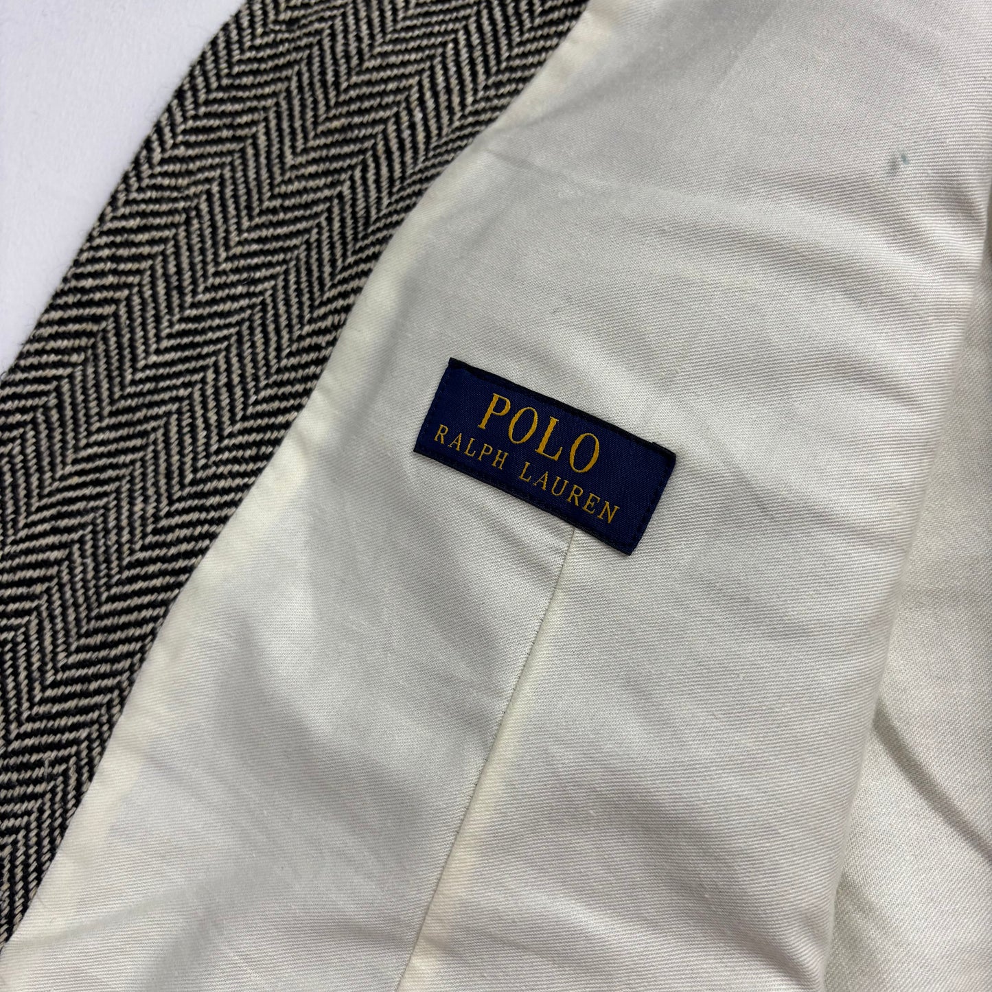 Polo Ralph Lauren Grey Herringbone Lapel Vest Waistcoat (Flax Silk Wool) - 44R