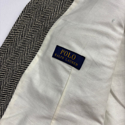 Polo Ralph Lauren Grey Herringbone Lapel Vest Waistcoat (Flax Silk Wool) - 44R